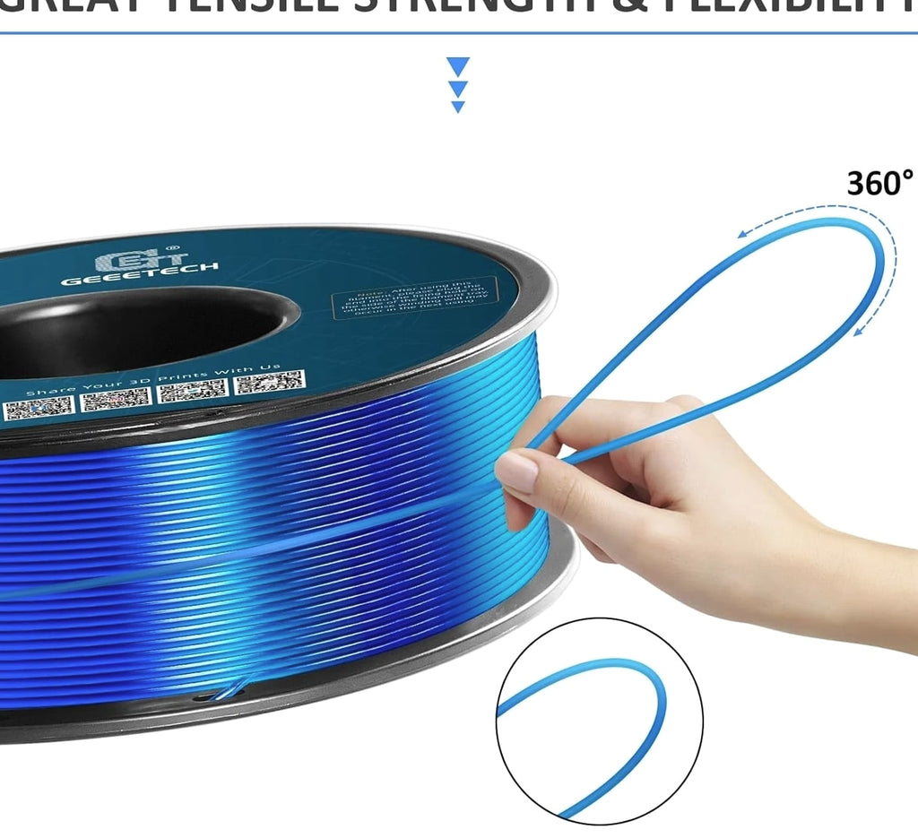Flex TPU Filament 1.75mm 95A Shore, Clear Blue Flexible