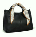 Iswee Leather Crossbody Purse with Silk Scarf Neck Strap