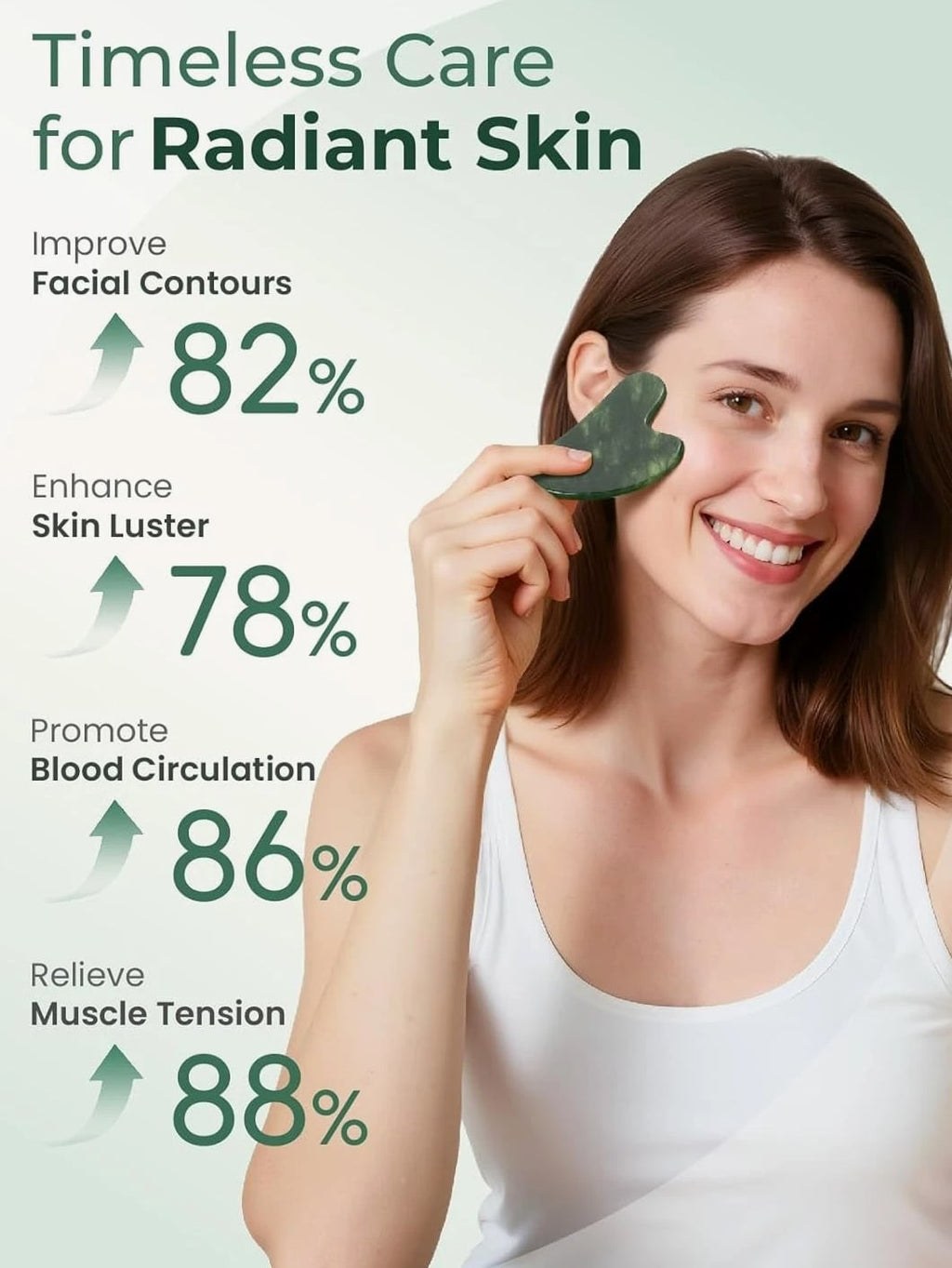 Gua Sha Facial Tools, Natural Jade Stone Guasha Tool for Face Massage Therapy