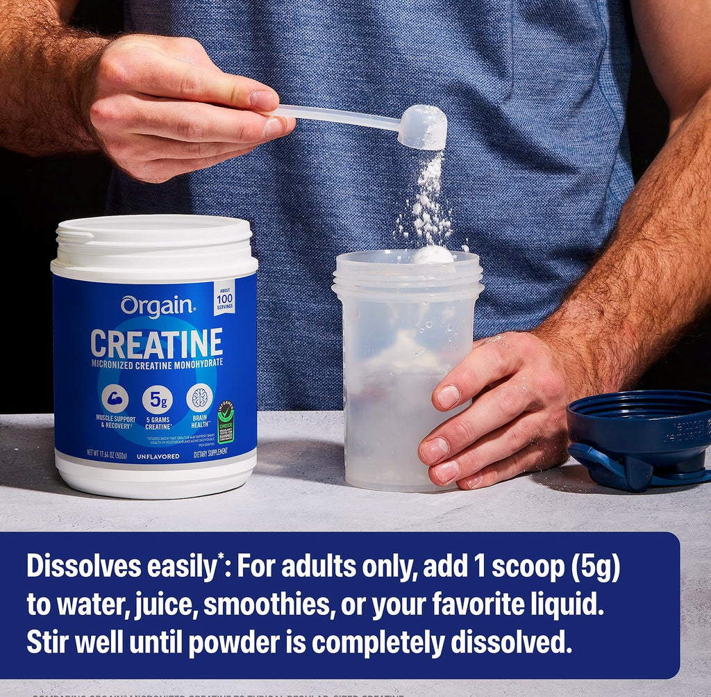 Orgain Creatine Monohydrate Micronized Powder, 100 Servings