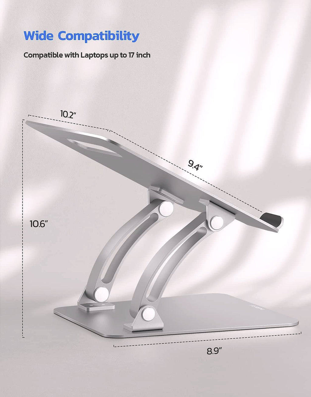 Nulaxy Adjustable Laptop Stand Dual Foldable Riser 10-17"