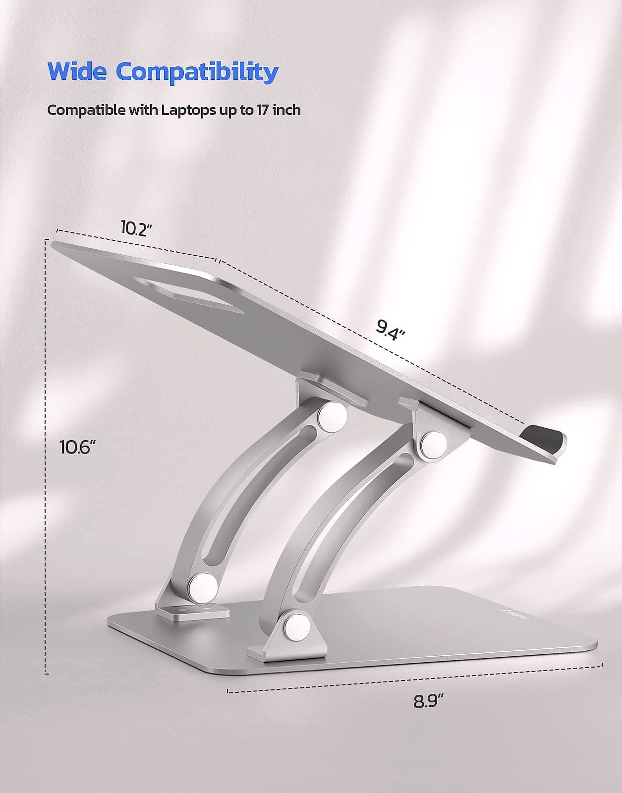 Nulaxy Adjustable Laptop Stand Dual Foldable Riser 10-17"