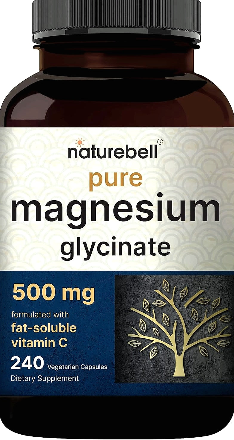 NatureBell Magnesium Glycinate 500mg, 240 Veggie Capsules