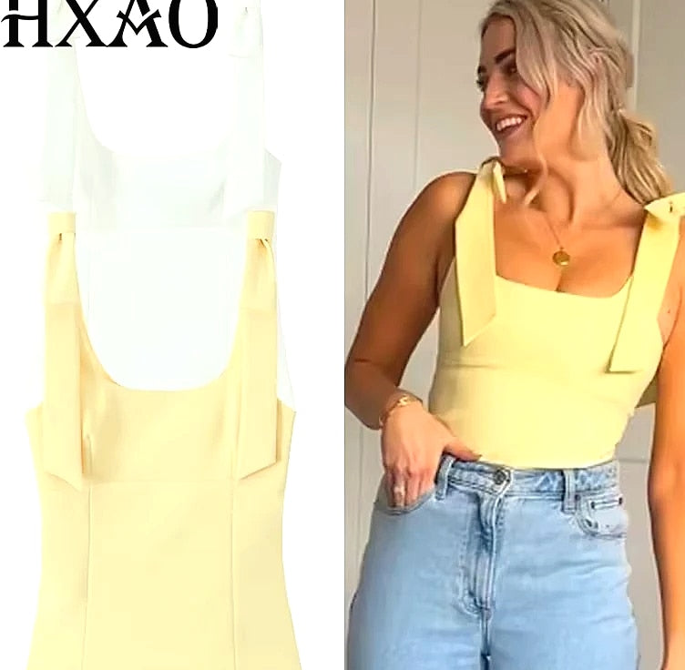HXAO Butterfly Crop Top Women's Summer Sleeveless Tank