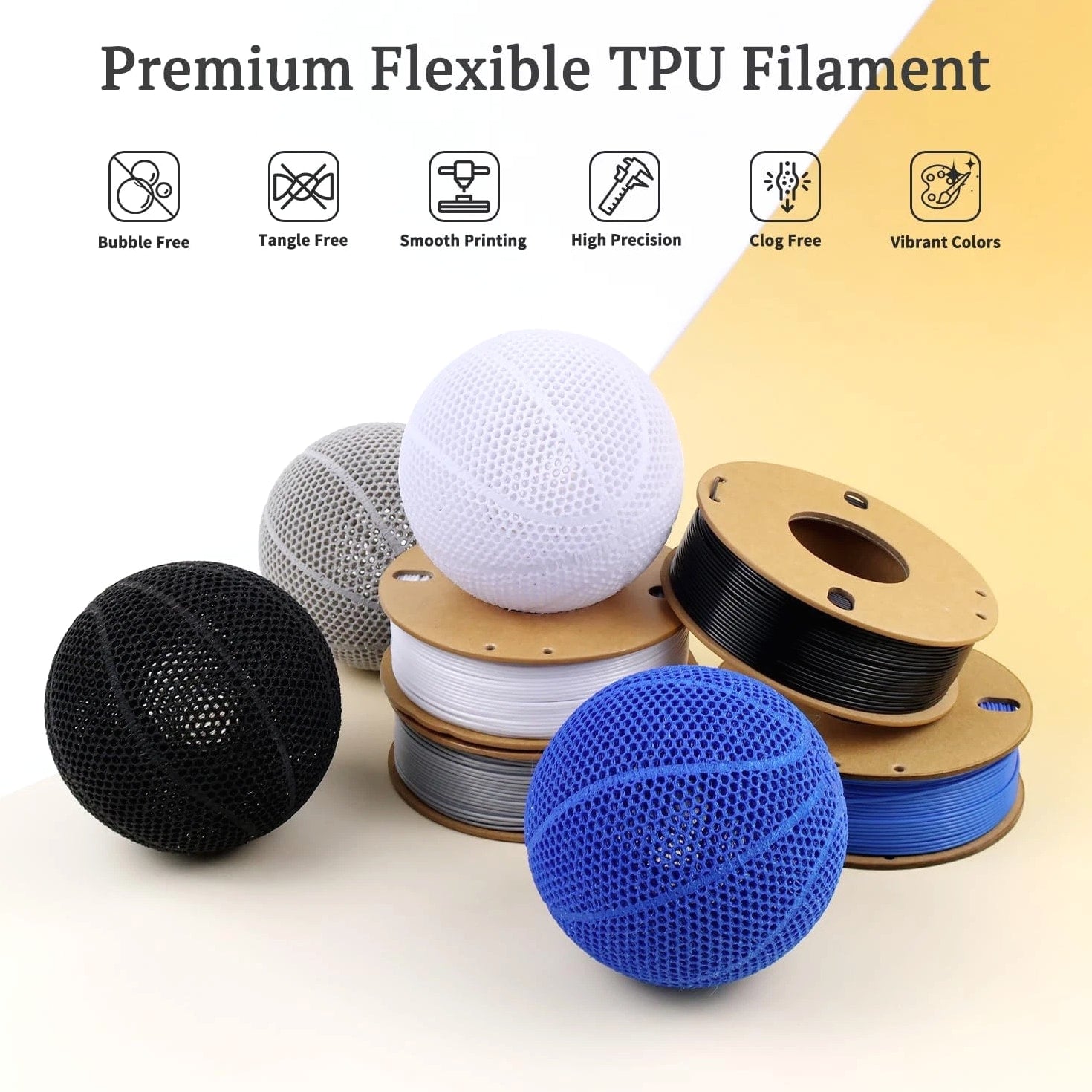 Black TPU Filament 1.75mm 250g (0.55 lb), 95A Flexible Rubber-Like 3D Printer Filament