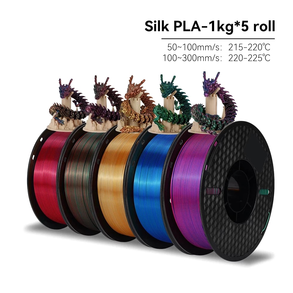 5Roll PLA 3D Printer Filament 1.75mm High Speed Printinng Material for Bambu Lab