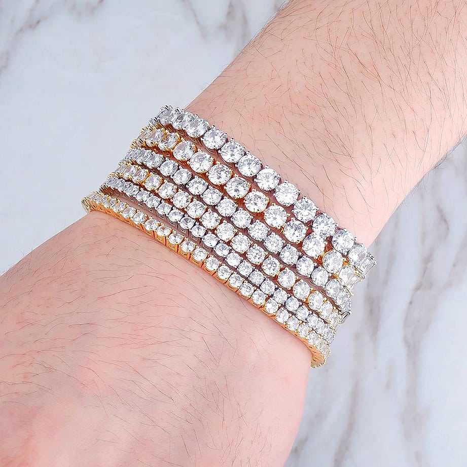 TOPGRILLZ 3-6MM Tennis Chain Bracelet Sterling Silver CZ
