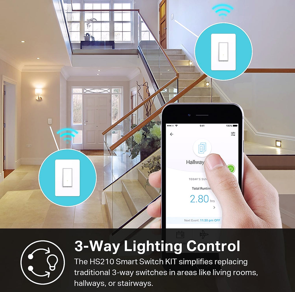 Kasa Smart HS210 3-Way Wi-Fi Light Switch Kit, 2-Pack