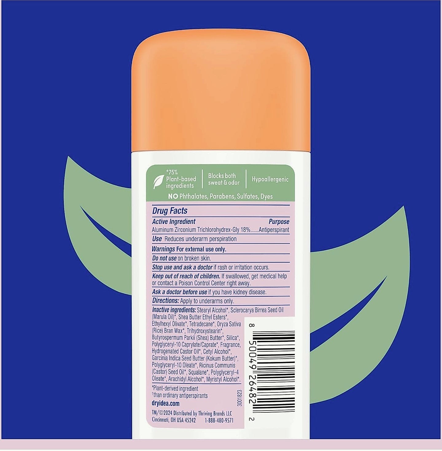 Dry Idea Plant-Based Antiperspirant, 72Hr Sweat Control, 3-Pack