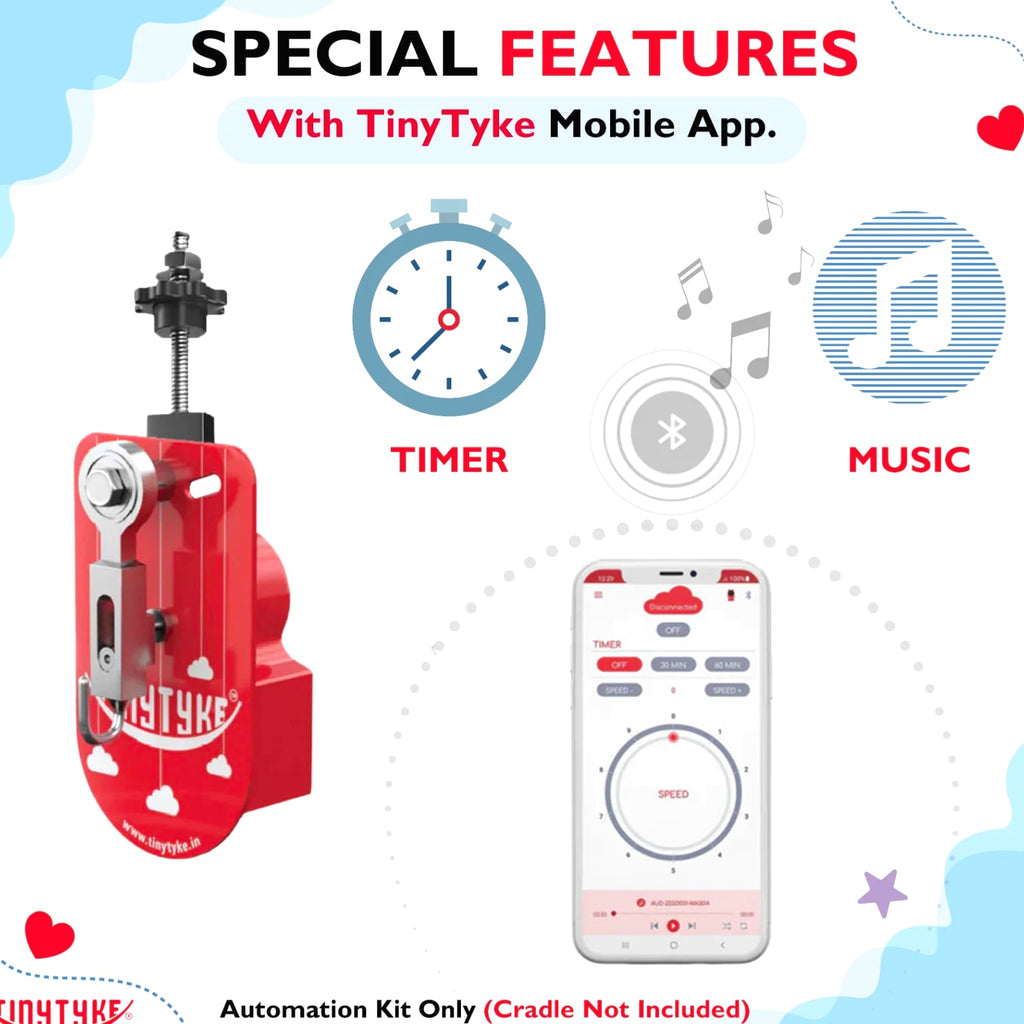 TinyTyke Baby Cradle Automation Kit with Mobile App | Automatic Swing Control