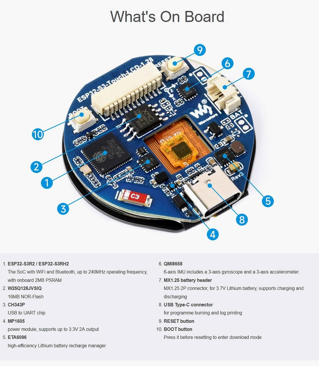 XYGStudy ESP32-S3 Round Touch LCD Development Board