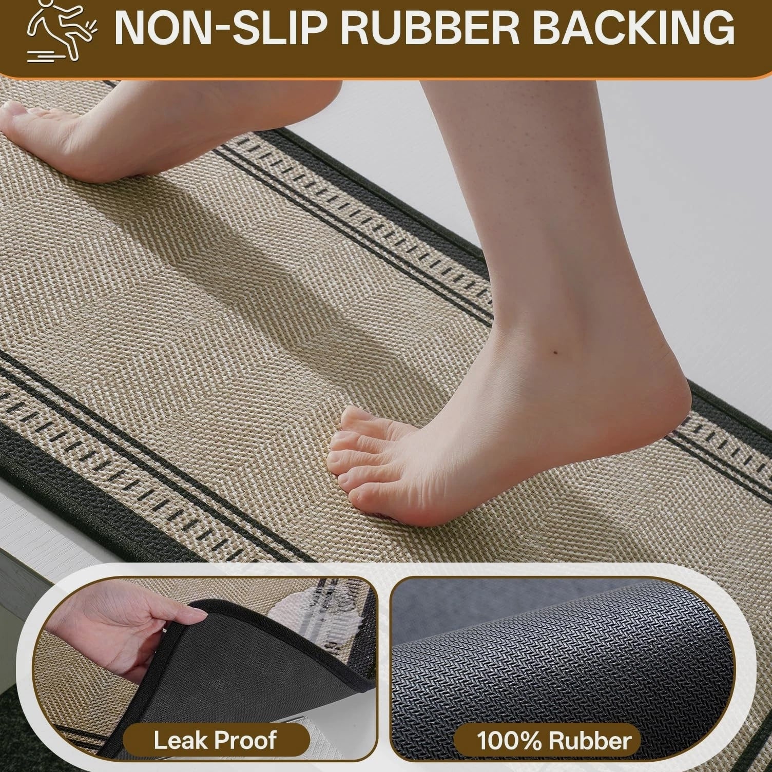 Non Slip Bath Mat with Rubber Backing, Absorbent Quick Dry Bath Rugs Washable...