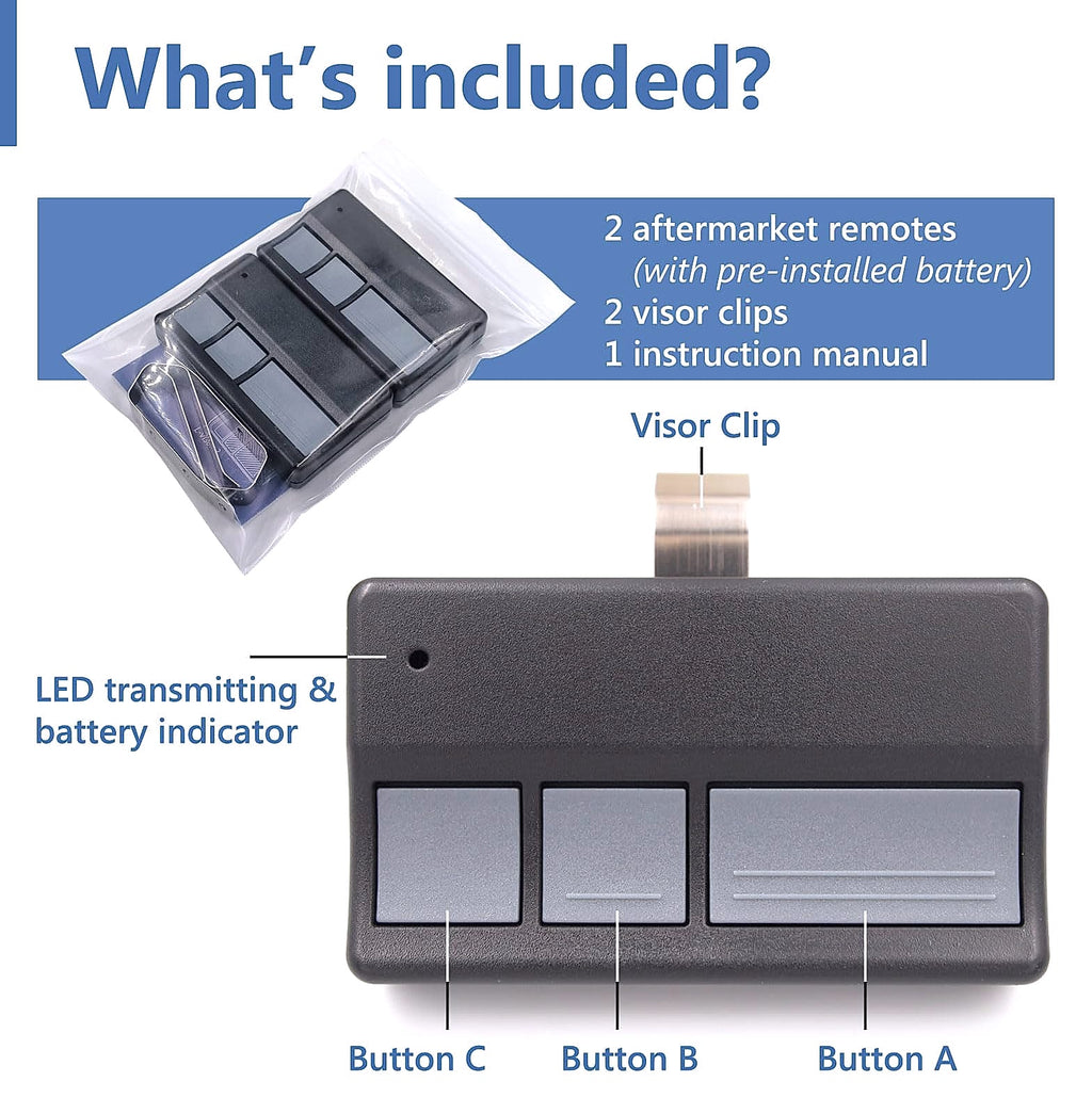Solidremote 371LM 373LM Garage Door Opener Remote, 2 Pack