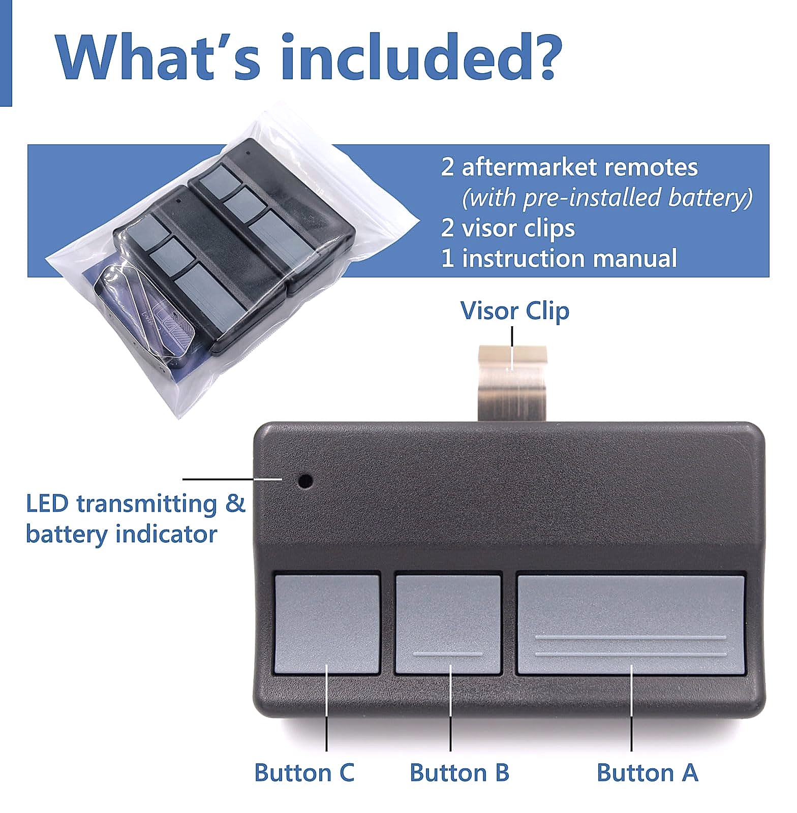 Solidremote 371LM 373LM Garage Door Opener Remote, 2 Pack