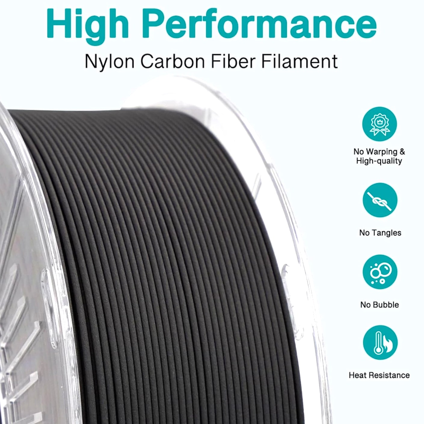 Carbon Fiber Nylon Filament PA6-CF 3D Printer Filament 1.75Mm 1Kg with PC Spool