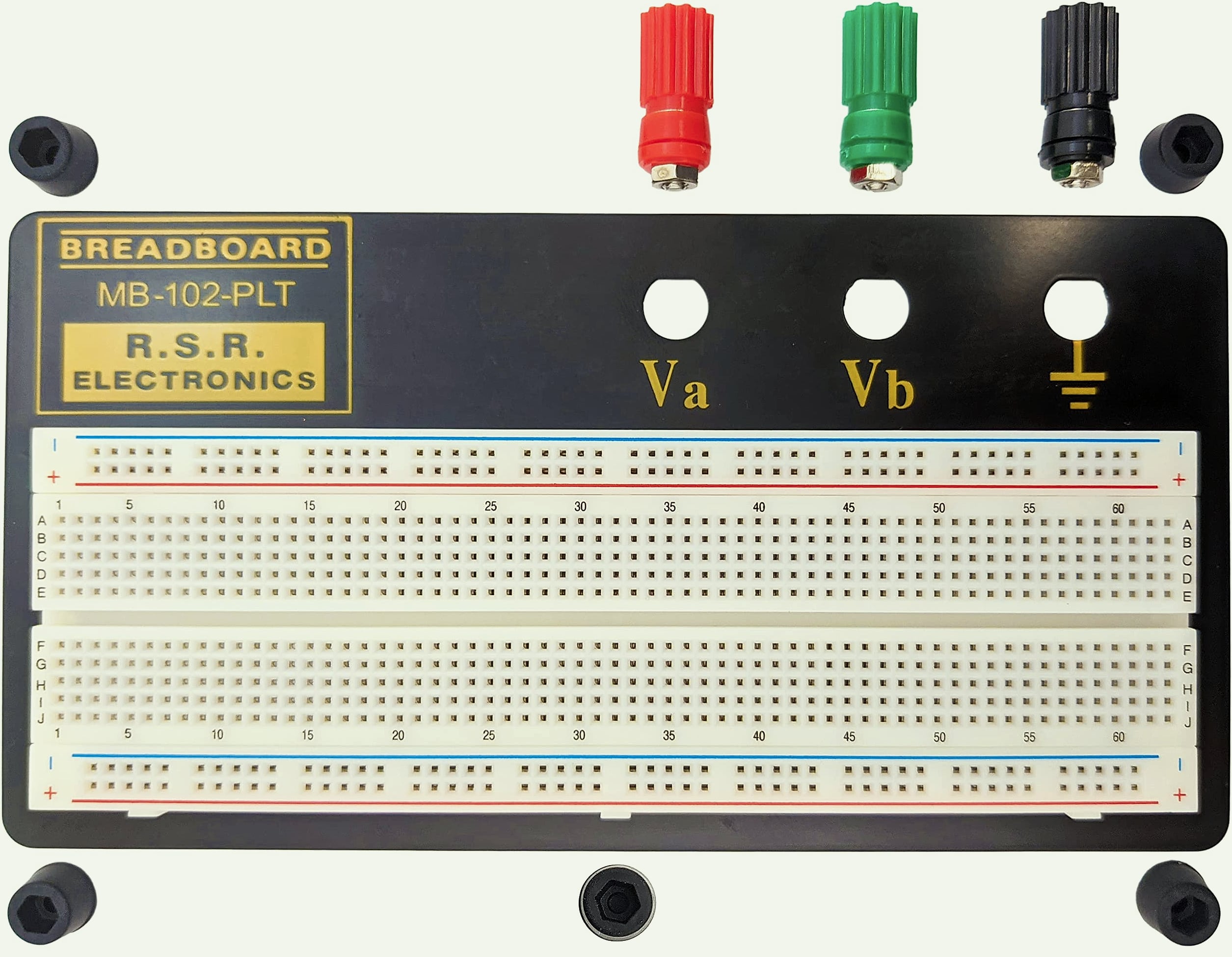 EX ELECTRONIX EXPRESS Solderless Breadboard with Backplate, 3 Binding Posts, 830 Tie Points