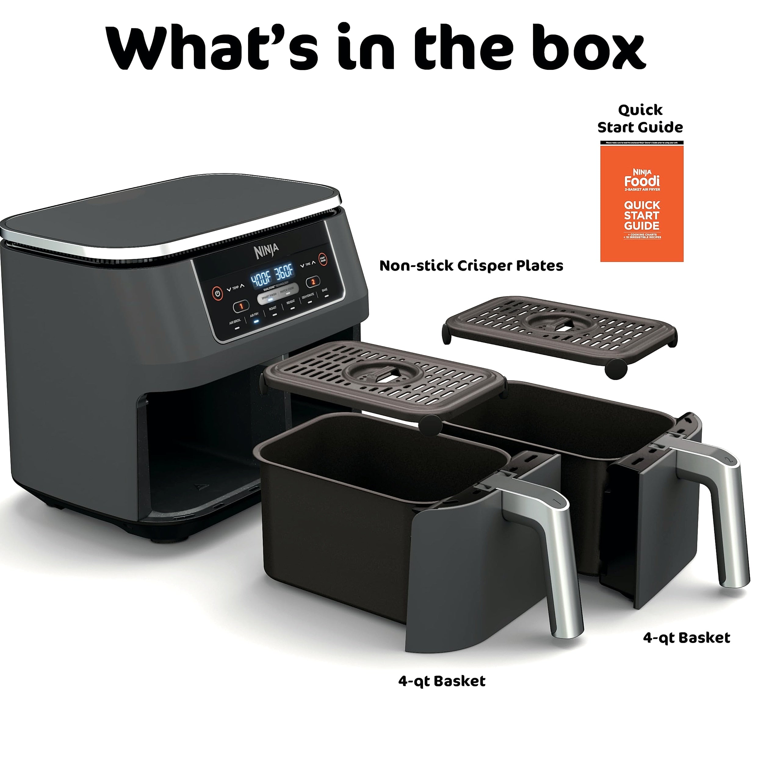 Ninja DZ201 Foodi 8 Quart DualZone Air Fryer with 2 Independent Baskets