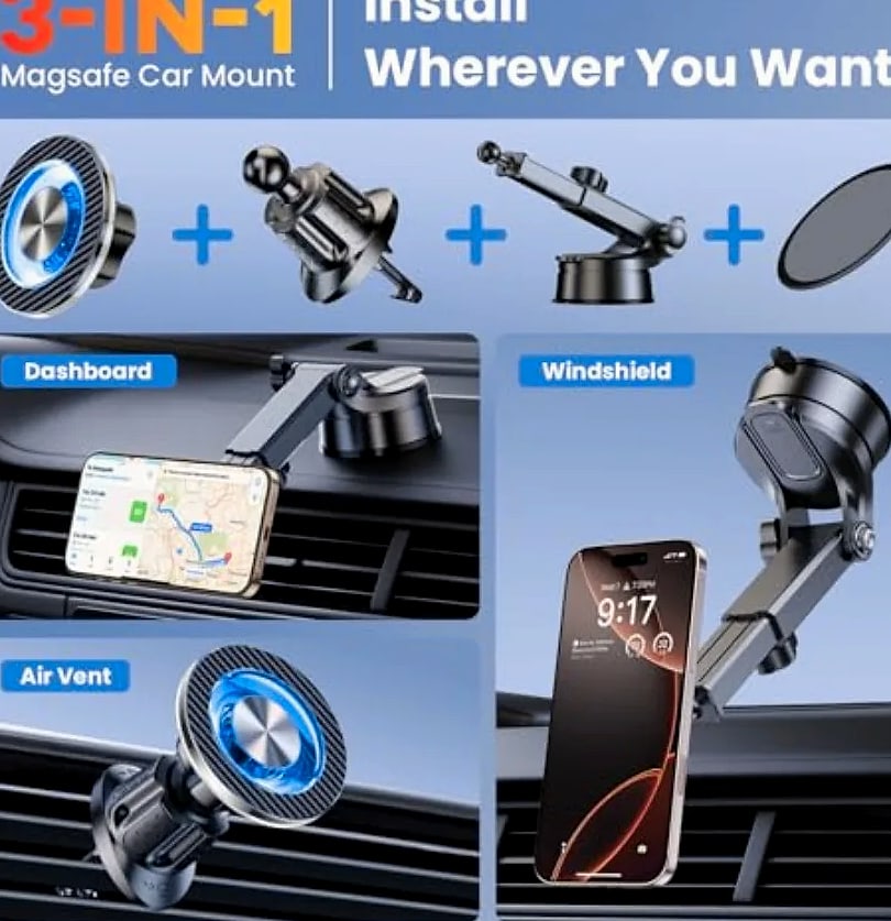 Magnetic Car Phone Holder with MagSafe Compatibility