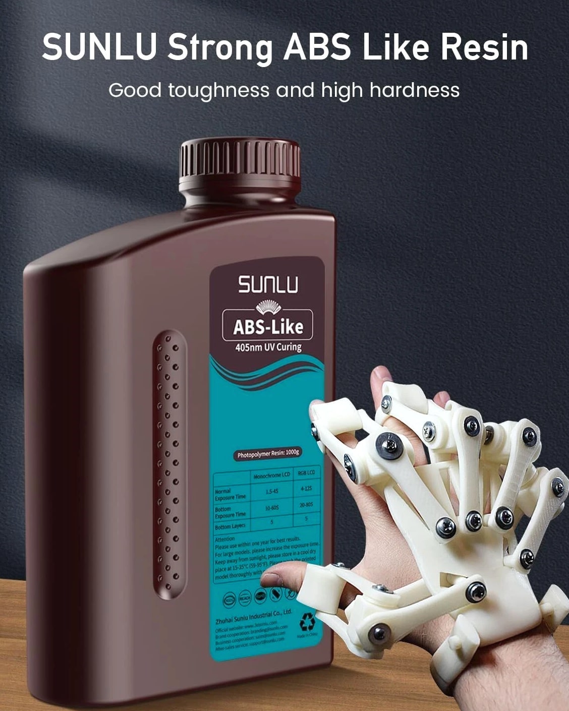 2000G ABS-Like Resin for 3D Printer, 405nm UV Curing Photopolymer Rapid 3D Resin