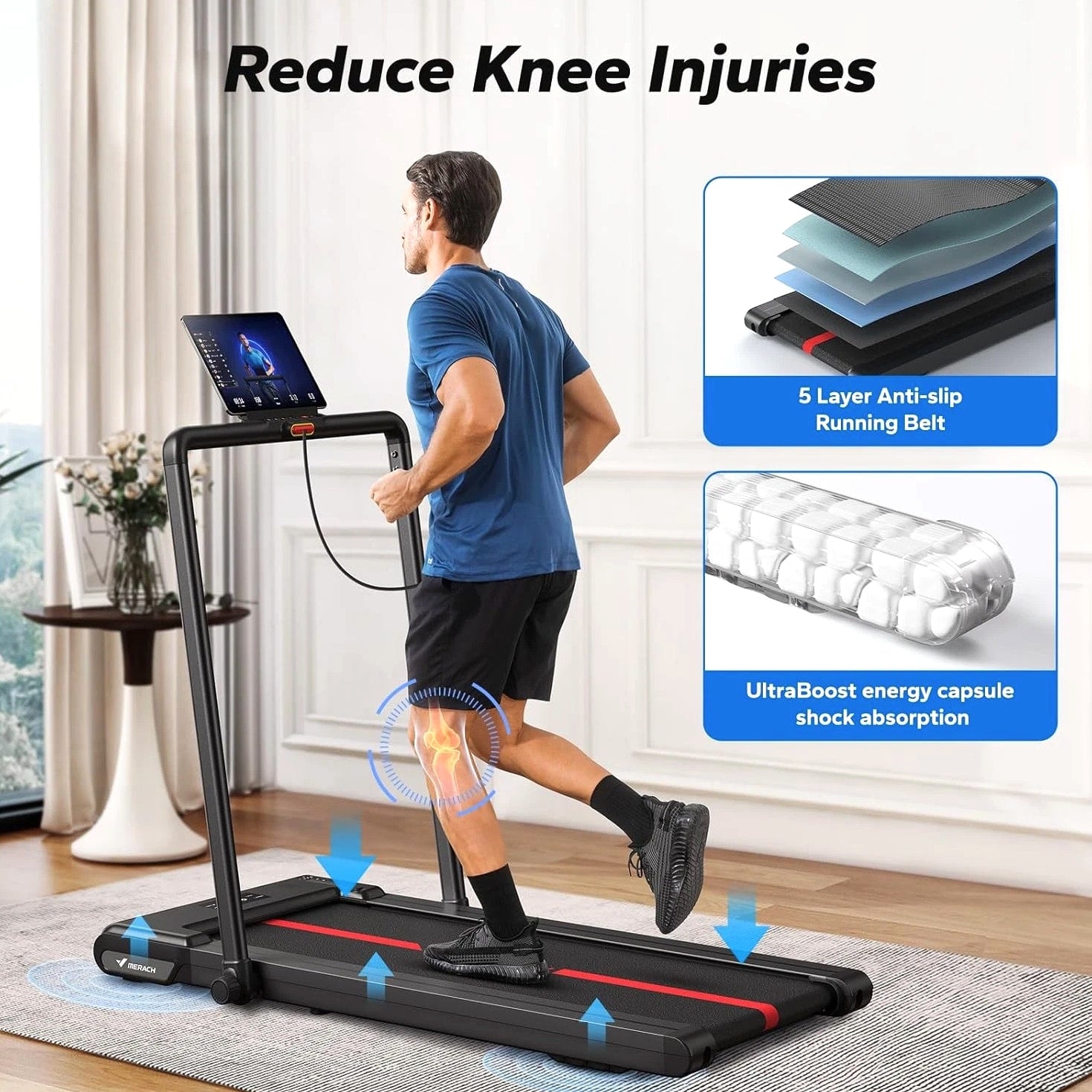 MERACH T05 2-in-1 Folding Walking Pad Small Treadmill for Home 265LBs Capacity