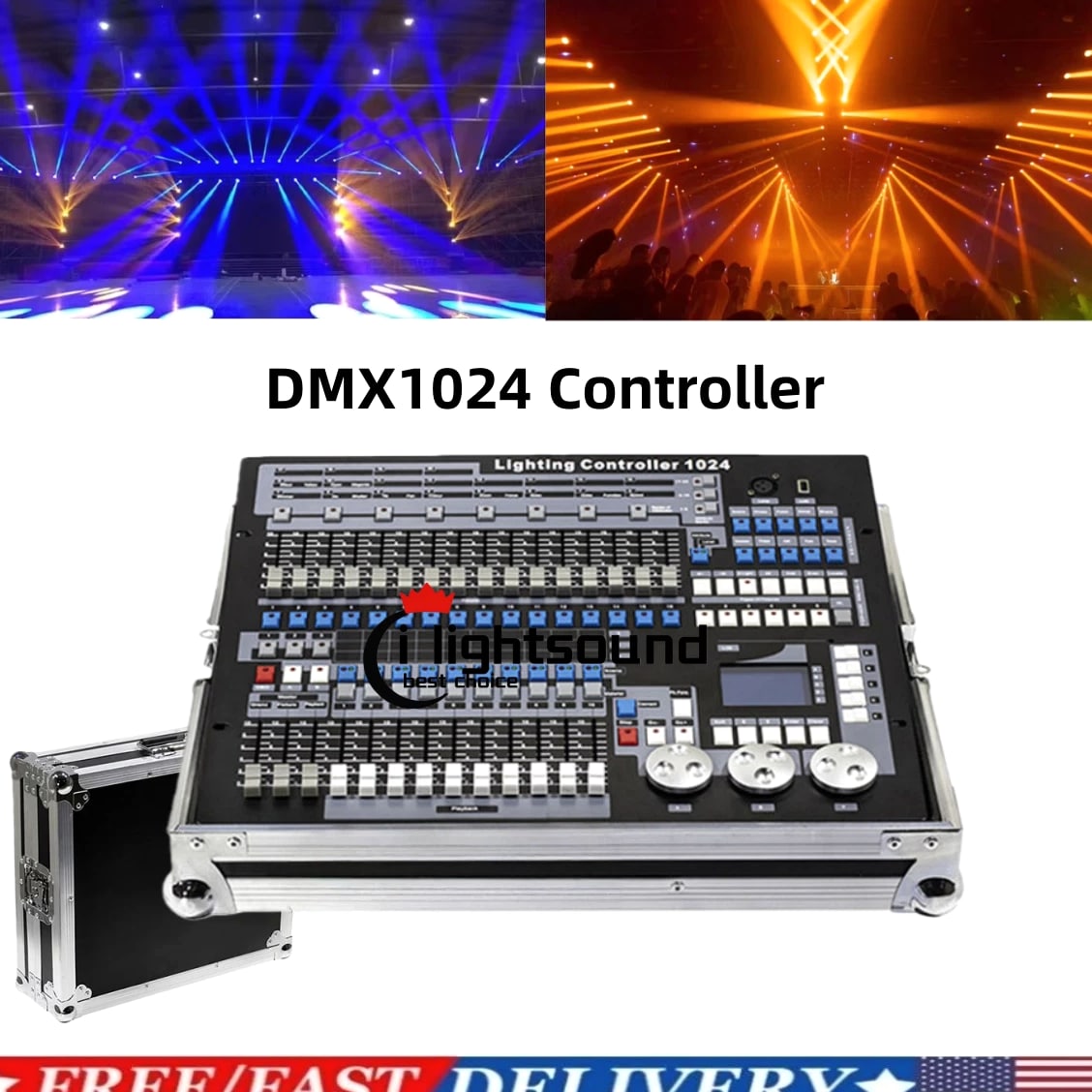 US dmx512 DJ Lighting controller 1024 console Pro stage light Control+road case