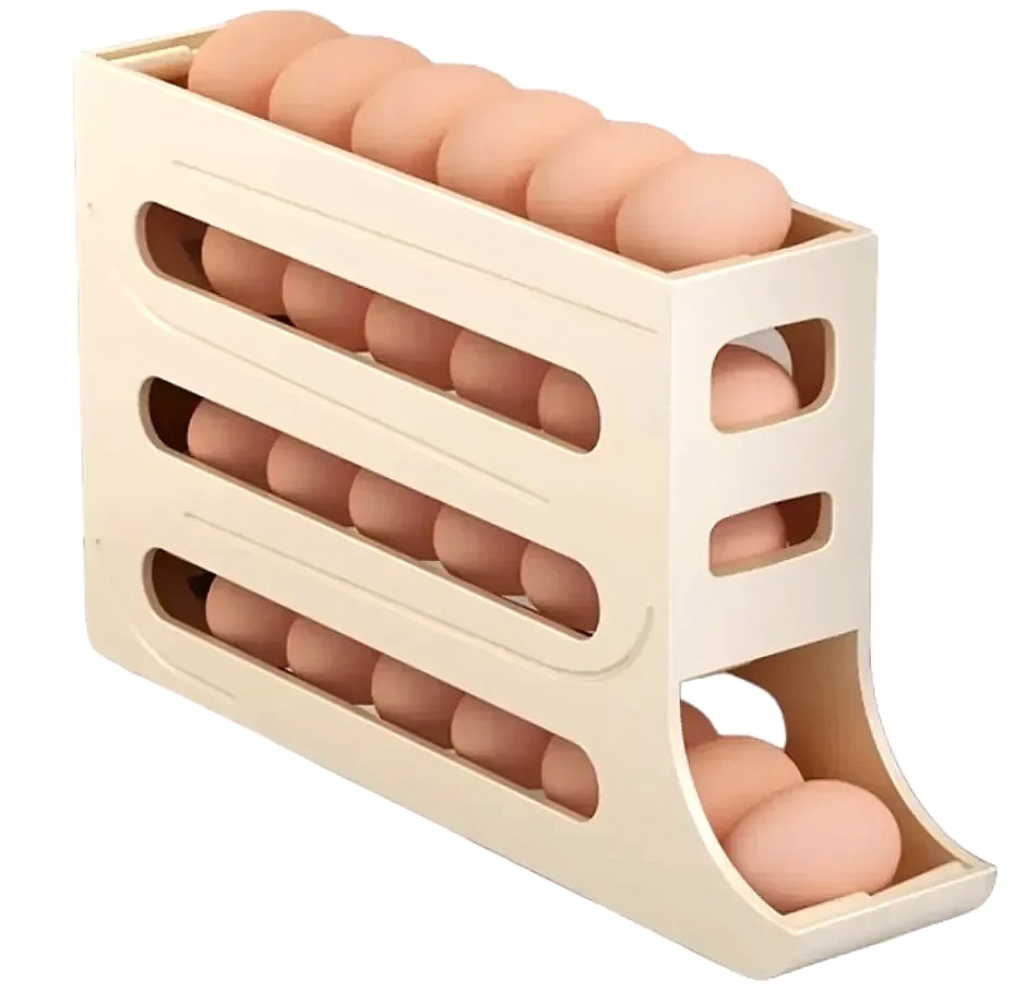 AHTOSKA 4-Layer Automatic Egg Dispenser Fridge Organizer