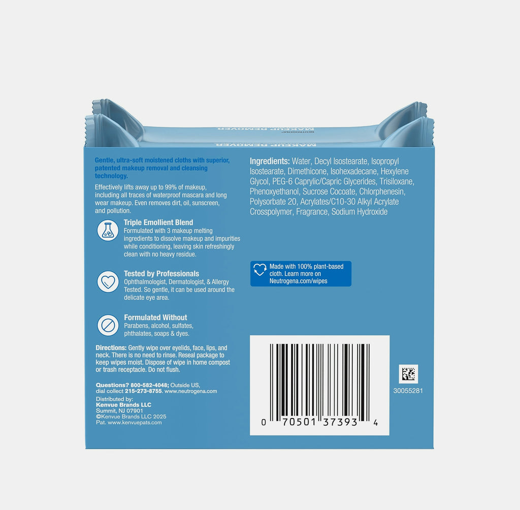 Neutrogena Micellar Makeup Remover Wipes, Alcohol-Free, 50 Count