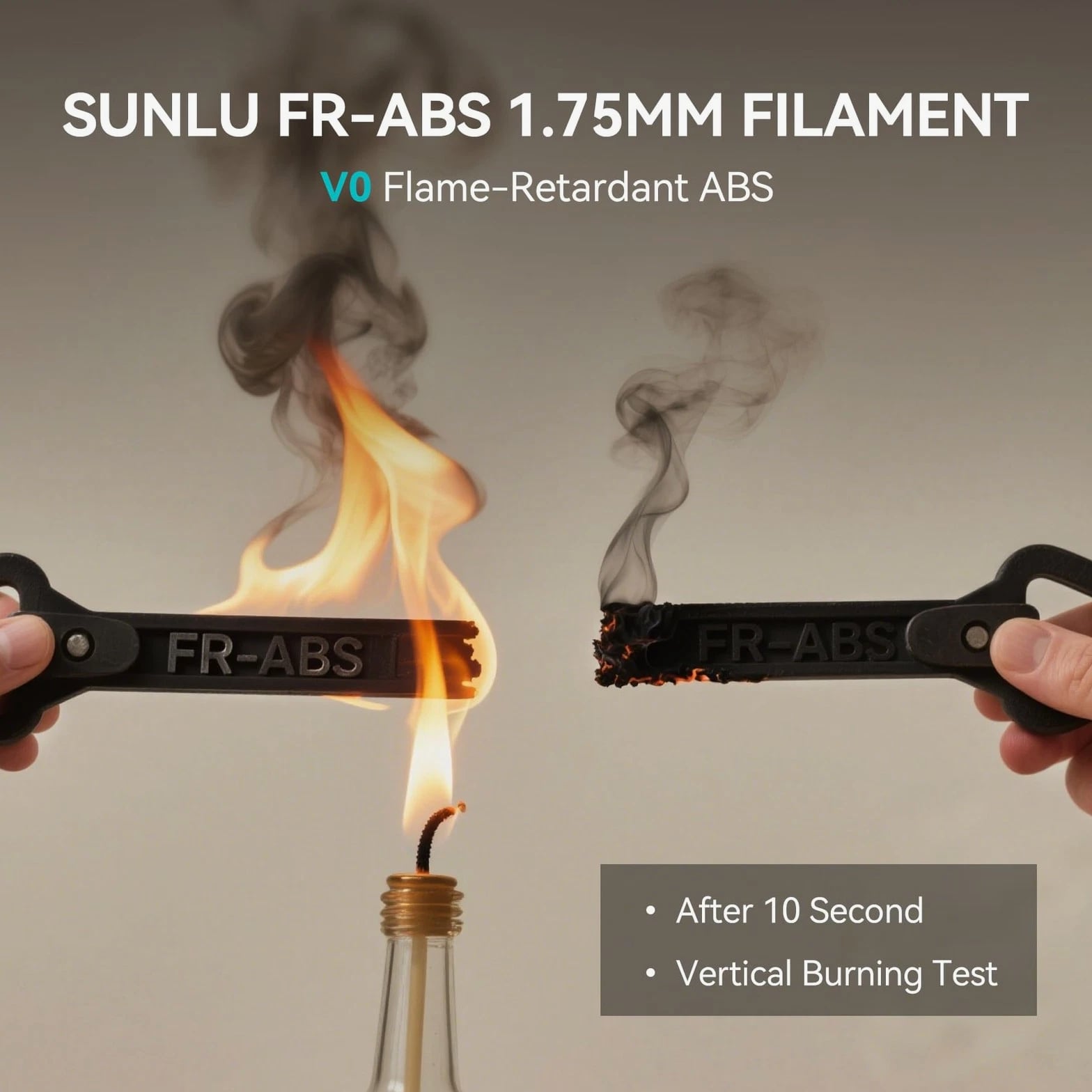 FR-ABS 3D Filament 1.75mm 1KG, UL94 V0 Fireproof Material, Tough & Durable...