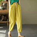 XPQBB Women's Cotton Linen Harem Pants High Waist