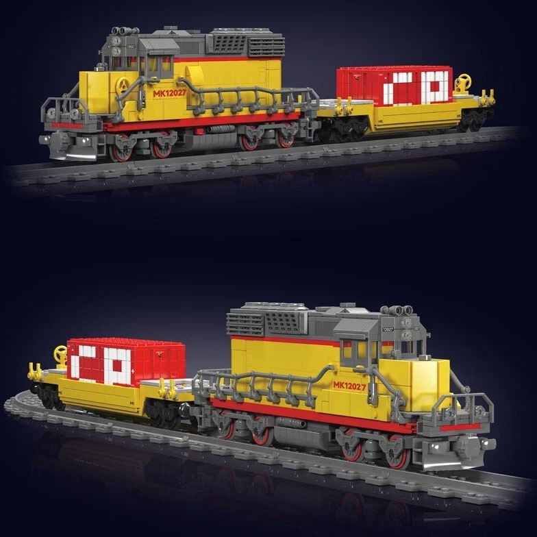 Mould King 12027 Diesel Locomotive Train Trailer Building Block Remote Control Toy