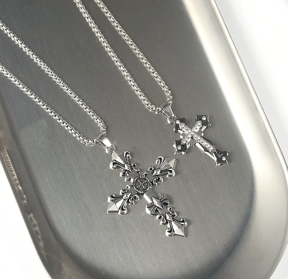 Dress-Up Vintage Cross Pendant Necklace Men Gothic Style
