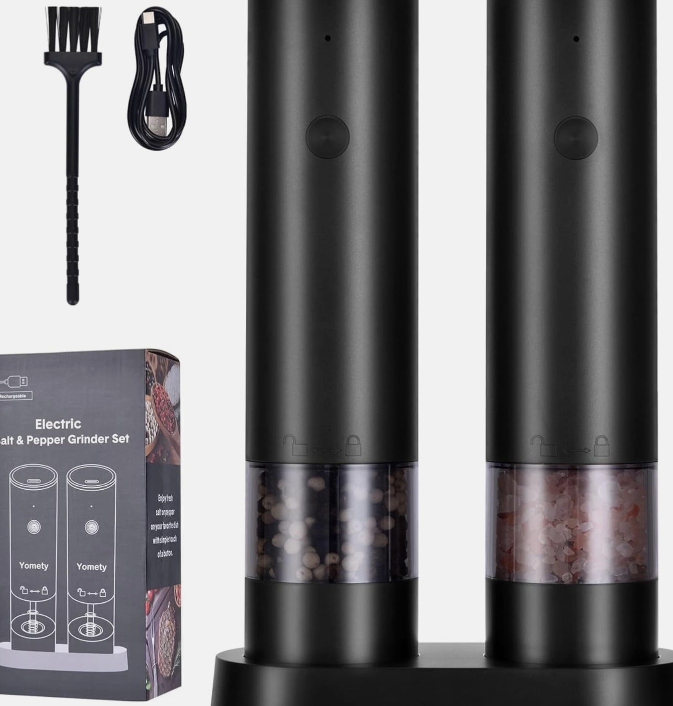 Electric Salt and Pepper Grinder Set-Rechargeable Salt and Pepper Mill Set All i