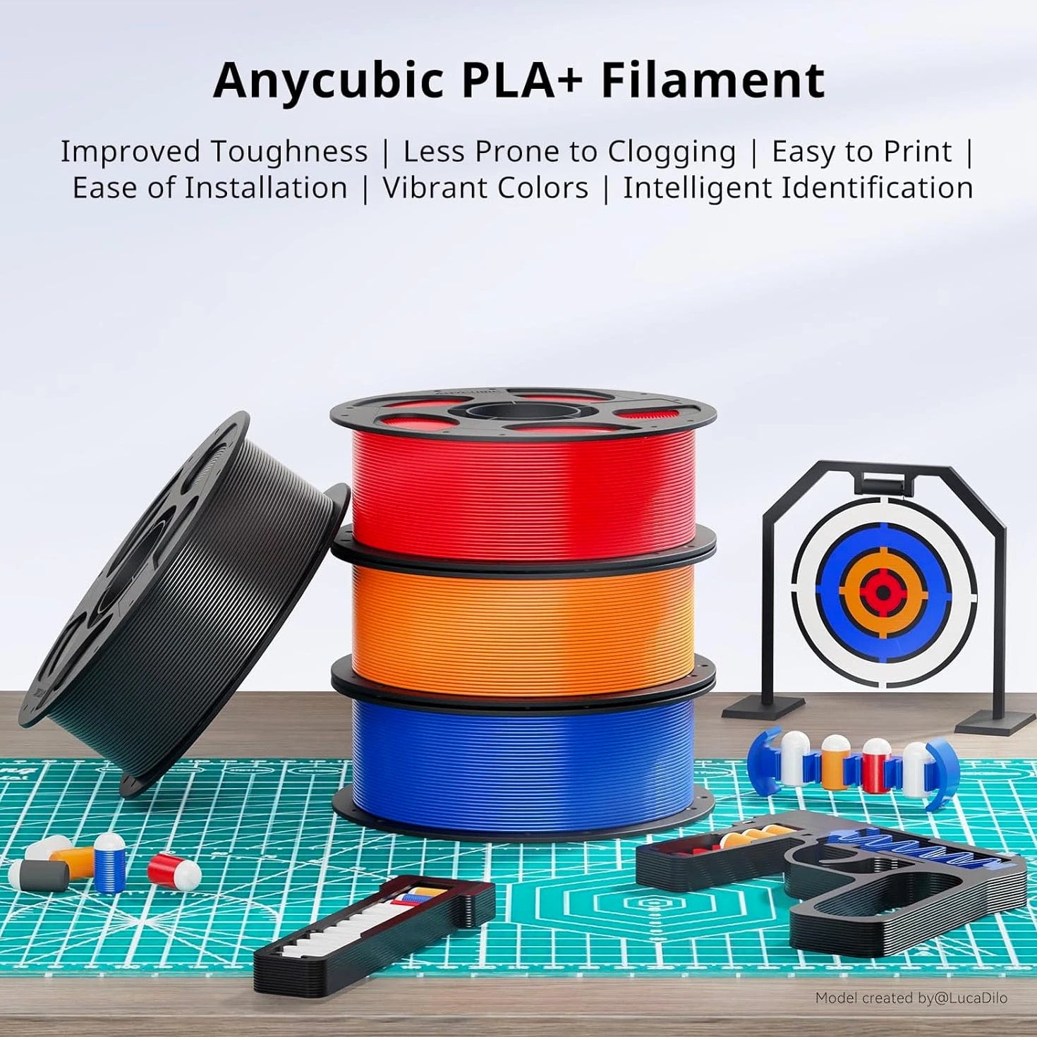 PLA plus (PLA+), 3D Printer Filament 1.75Mm Bundle, High Toughness, 1KG Spool, B
