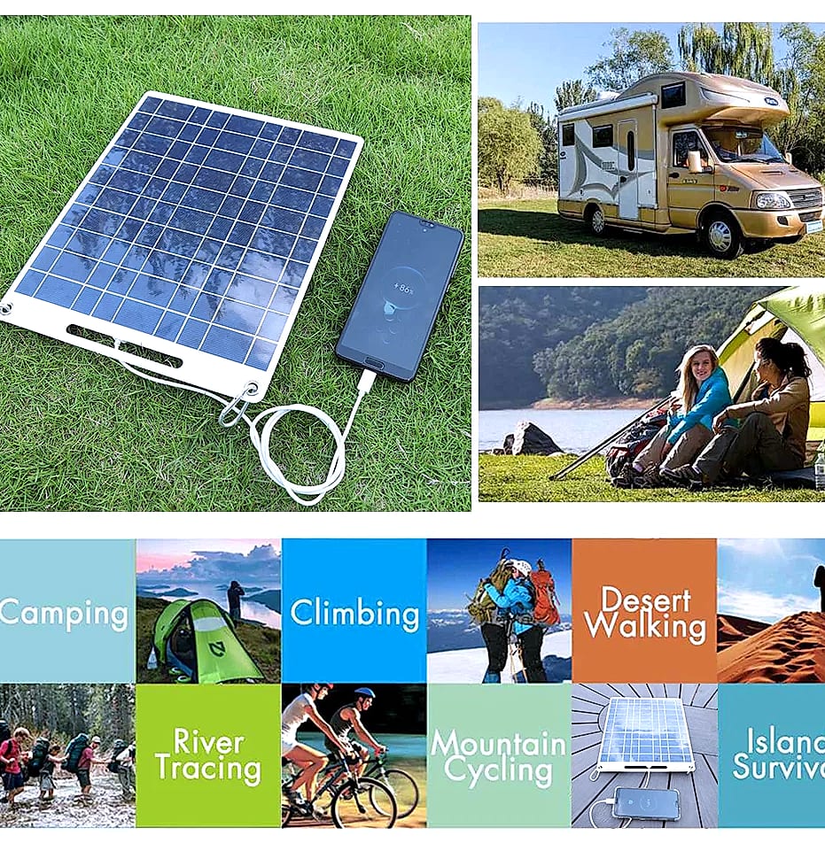 APWIKOGER 30W Solar Panel Portable 5V Phone Charger