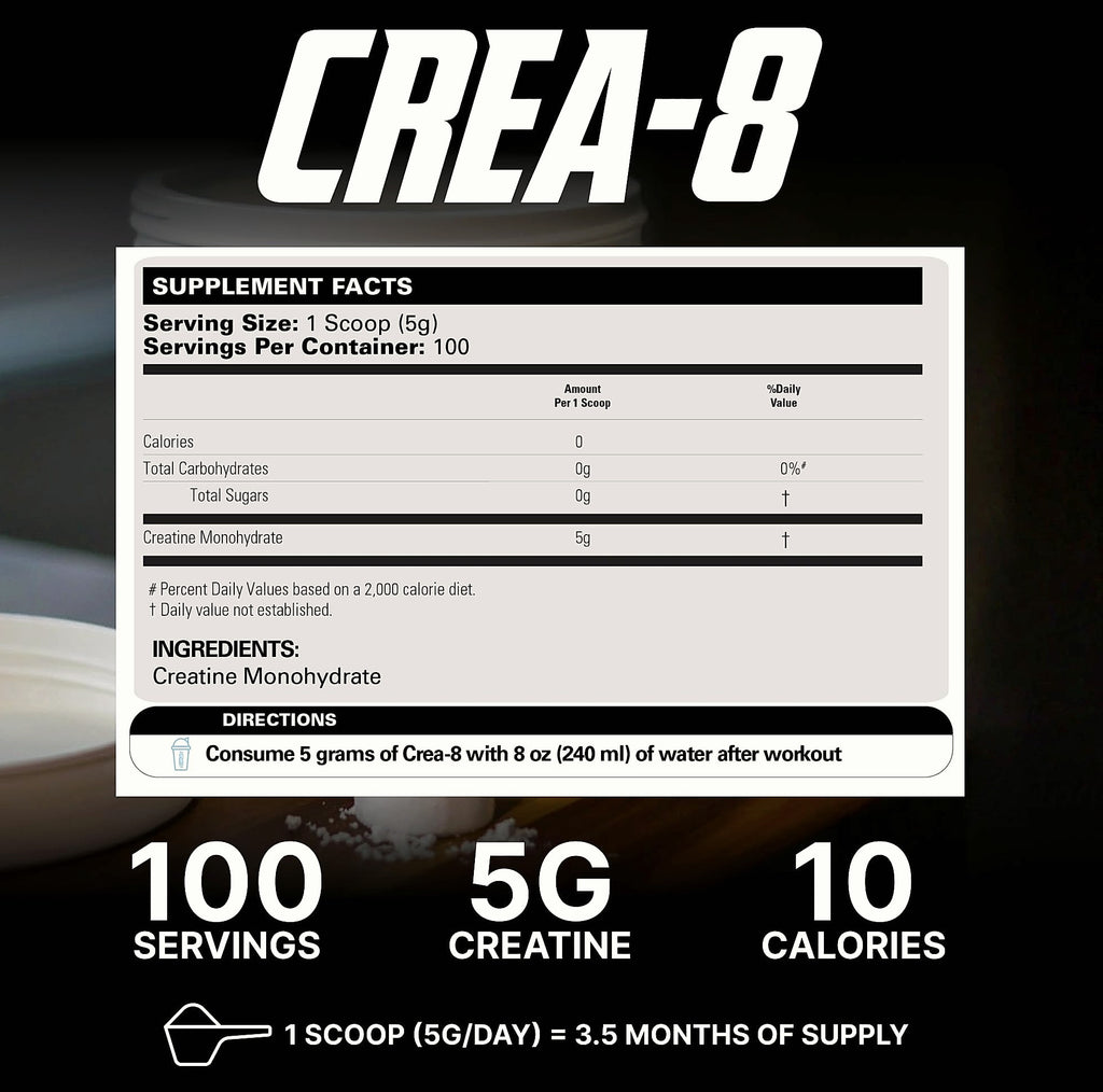 EHP Labs CREA-8 Micronized Creatine Monohydrate Powder 500g