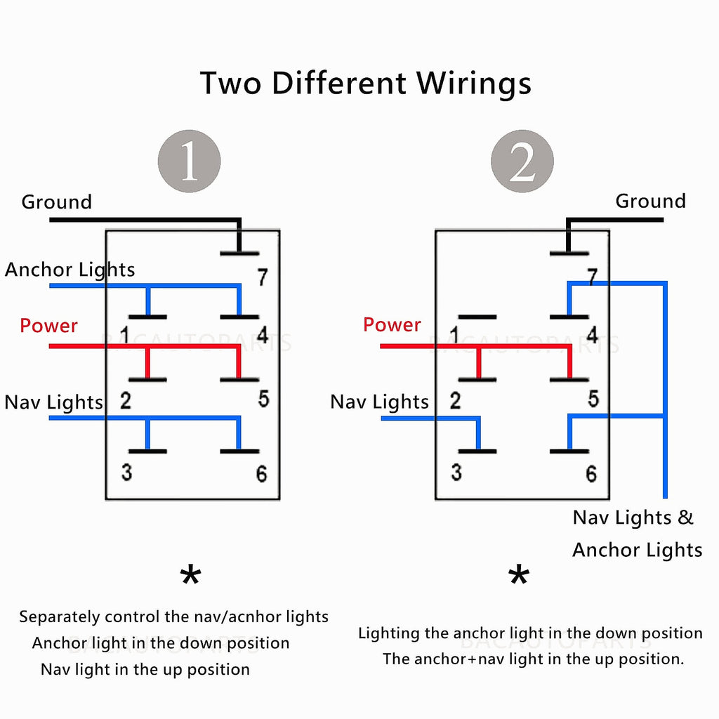 BACAUTOPARTS 7Pin Nav/Anchor Light Rocker Switch 12V 24V