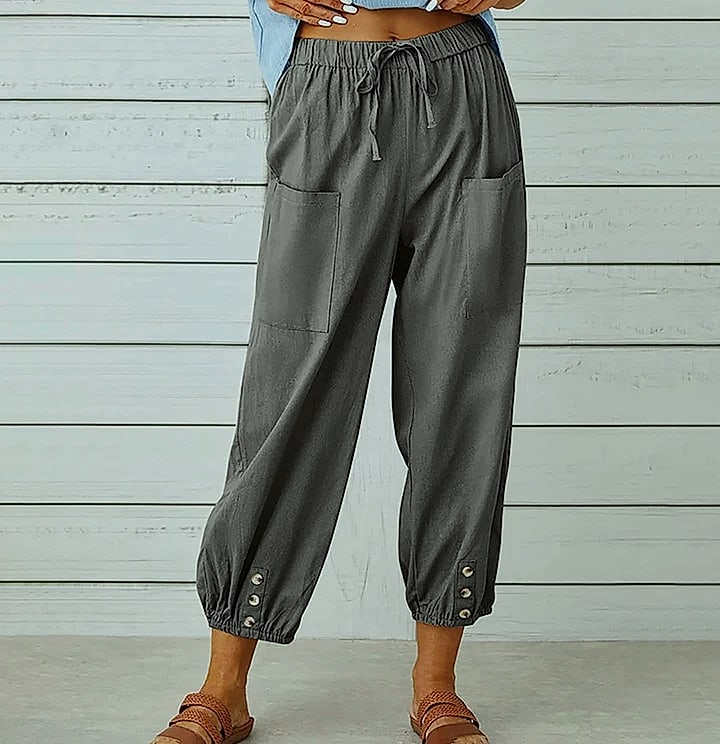 INSTYLISH Women's Cotton Linen Wide Leg Pants