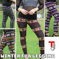 Thin/Thick Winter Womens Nordic Reindeer Snowflake Knitted Leggings Pants