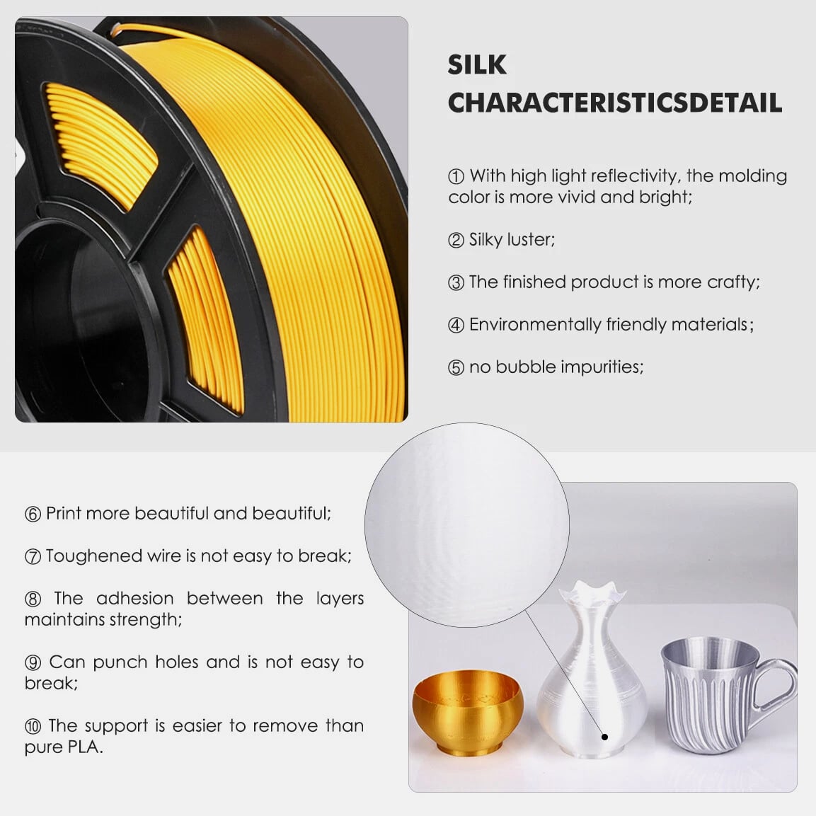 【BUY 10 PAY 6】JAYO 1.1KG 3D Material High Speed Matte PETG/SILK/PETG/PLA 1.75mm