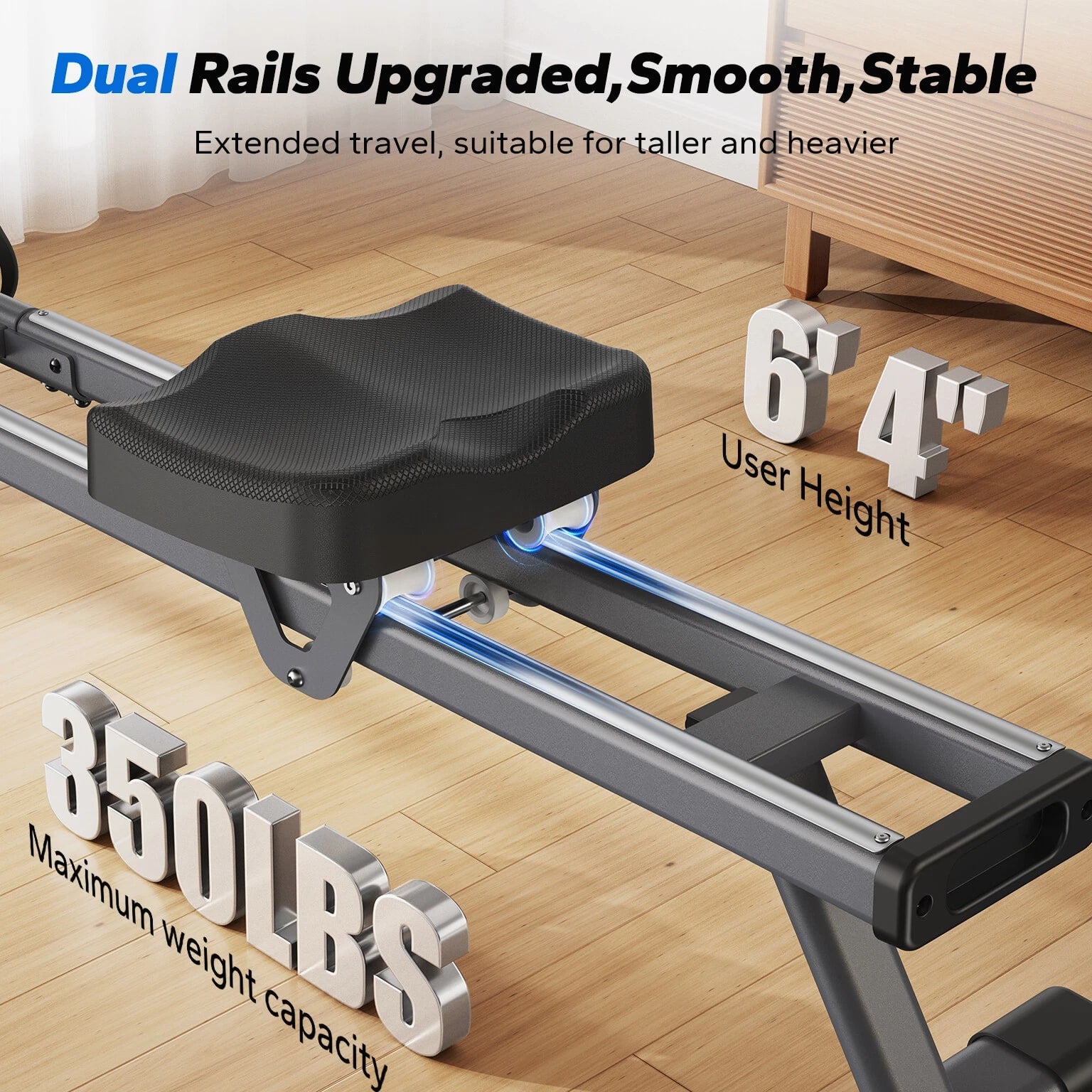 MERACH Q1S Magnetic Rowing Machine 16 Levels of Quiet Resistance Dual Slide Rail