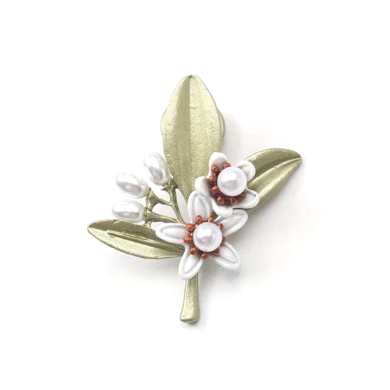 Fashion Rhinestone Brooch Plant Flower Green Leaf Corsage Clothing Accessories