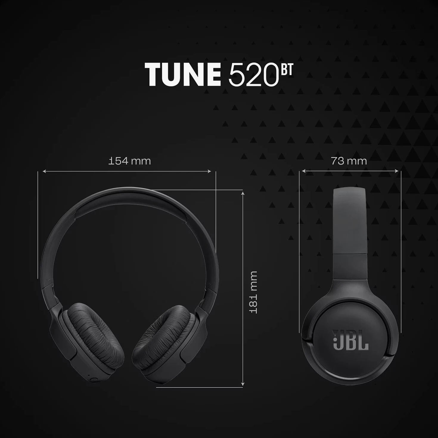 JBL T510BT Wireless Over-Ear Headphones - Black