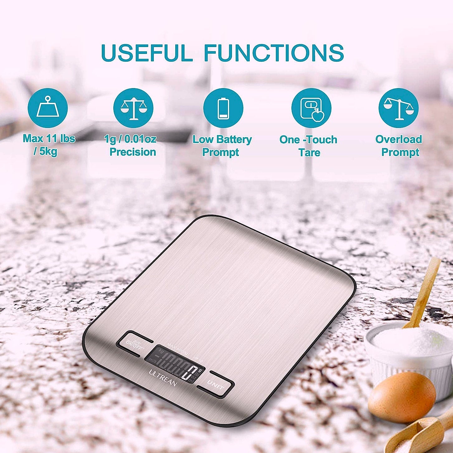 Ultrean Digital Kitchen Scale, 11lb Food Scale with LCD Display
