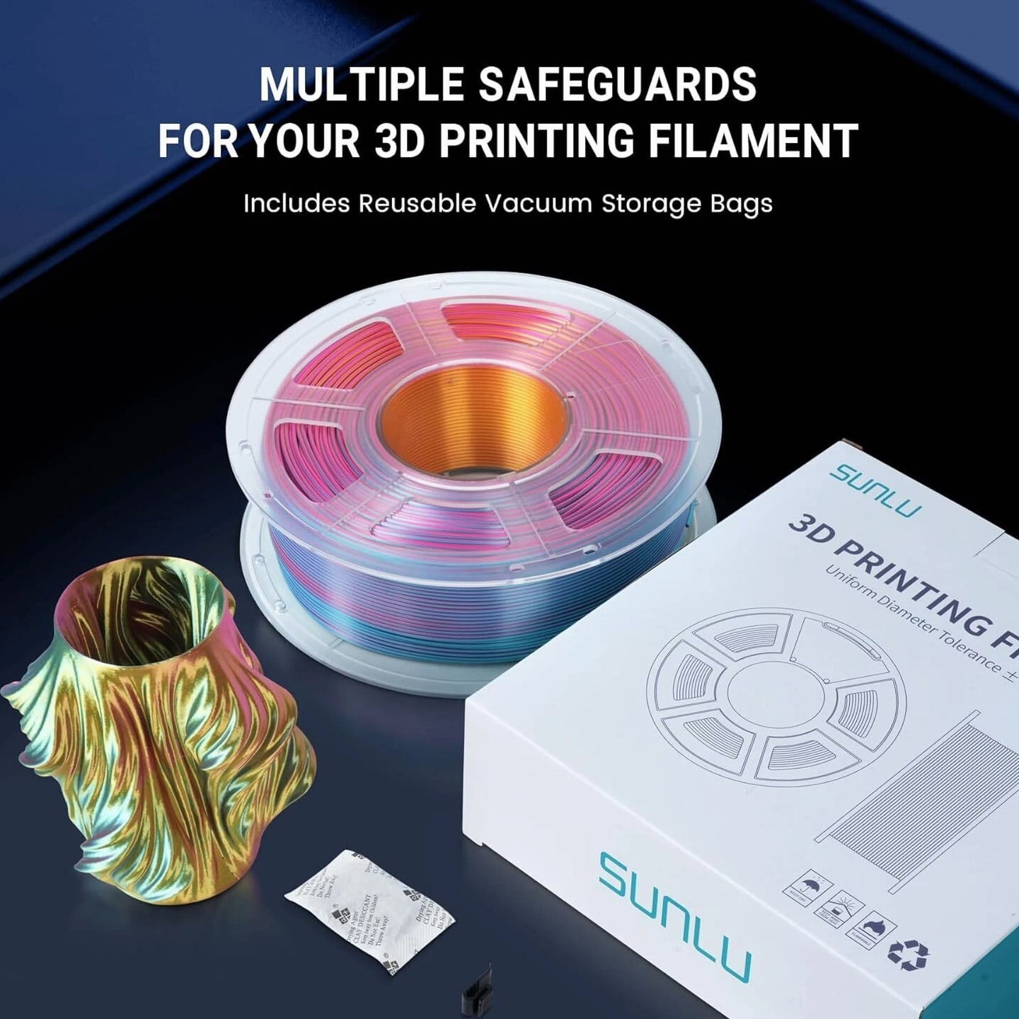 SUNLU Silk Textures PLA+ 3D Printer Filament Dual/Triple Color 1KG 1.75mm Smooth