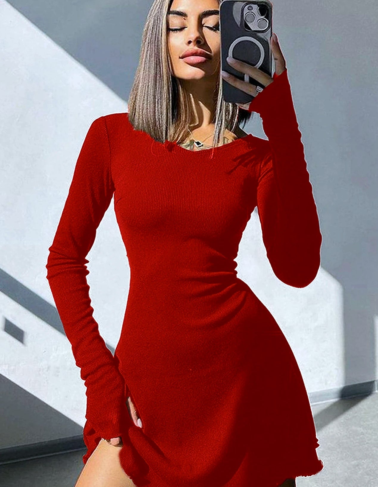 Women's Long Sleeve Bodycon Mini Dress