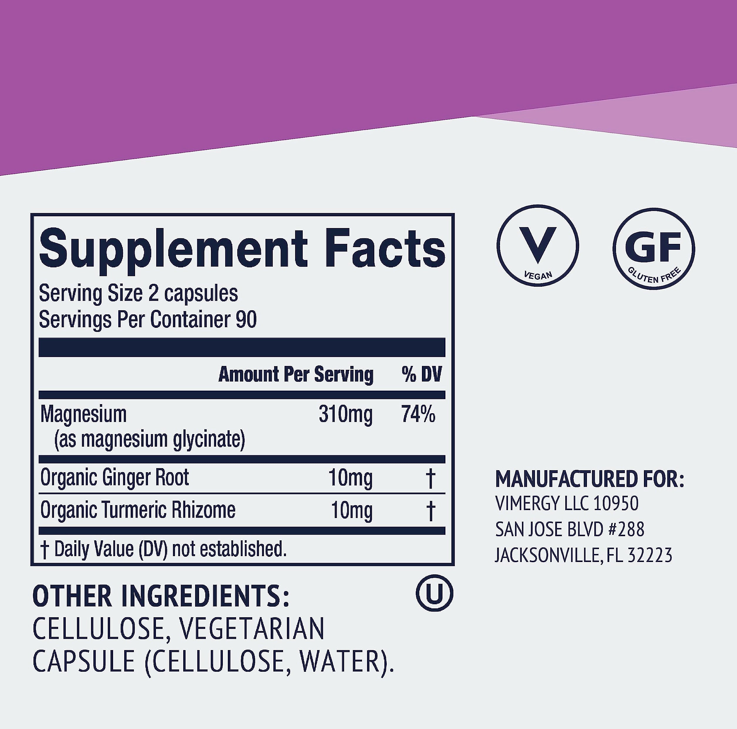 Vimergy Magnesium Glycinate Supplement, 180 Caps
