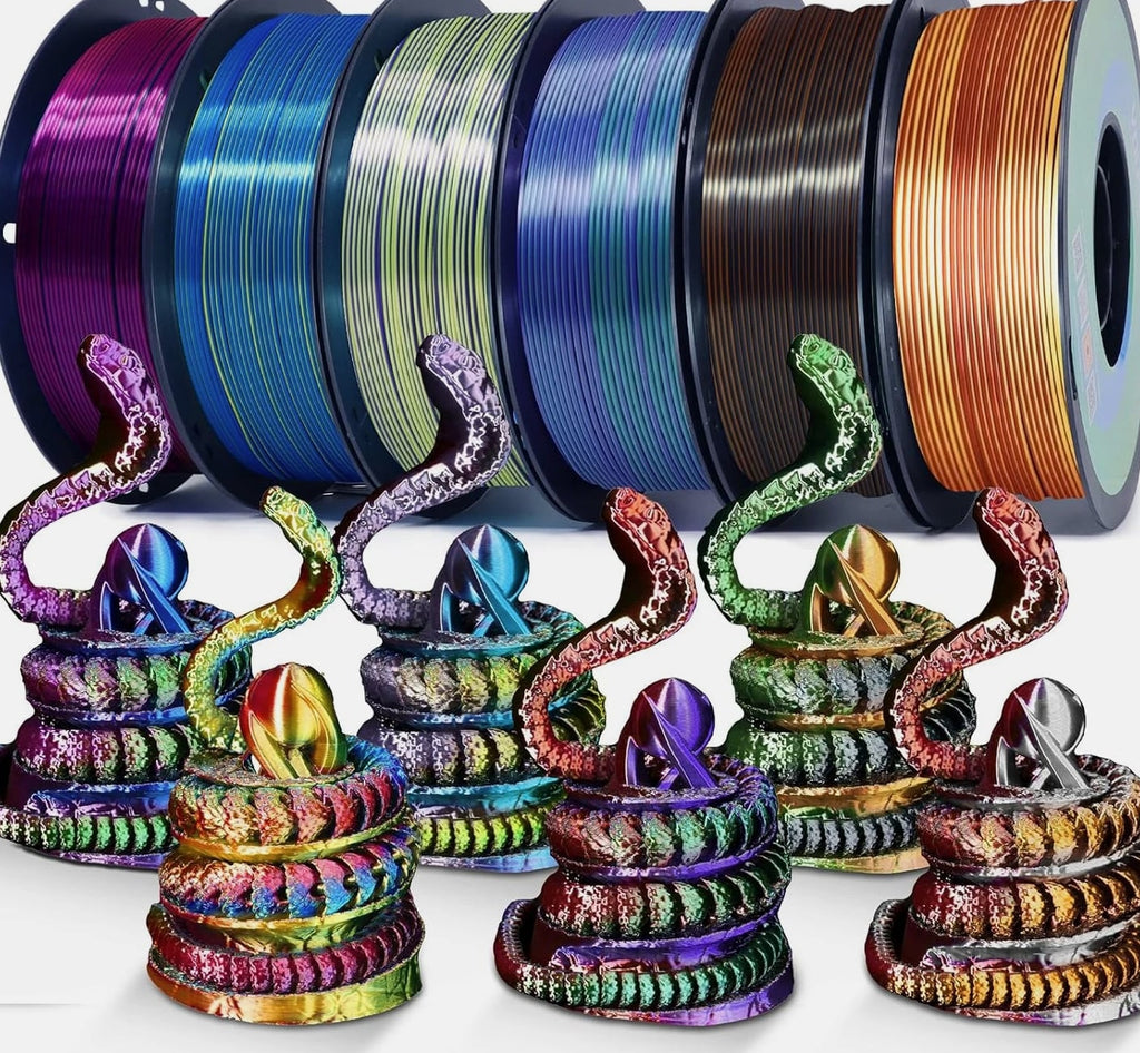 3D Printer Filament Silk PLA, Rainbow Color, 1.75Mm Tri-Color Filament 6 Pack