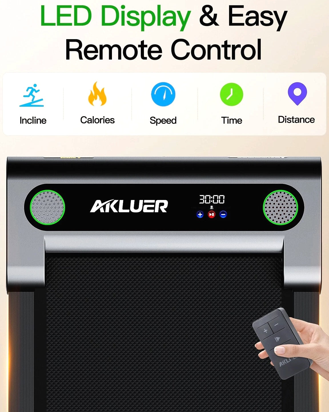 Akluer Walking Pad Under Desk Treadmill Quiet 300 LBS Capacity & Remote