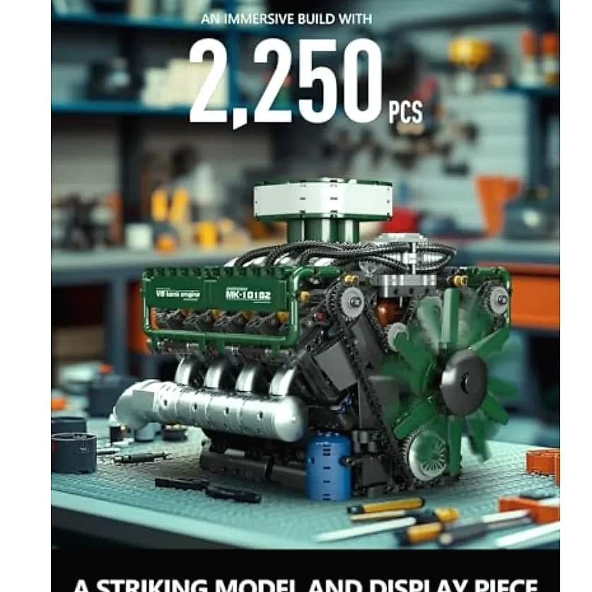 Mould King 10182 V8 Engine Building Blocks with Motor