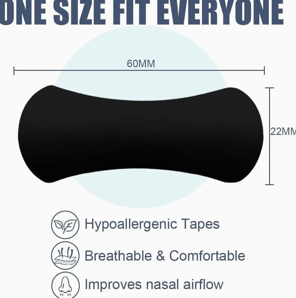 High-Quality Elastic Cotton Black Mouth Tape - 30 Pieces